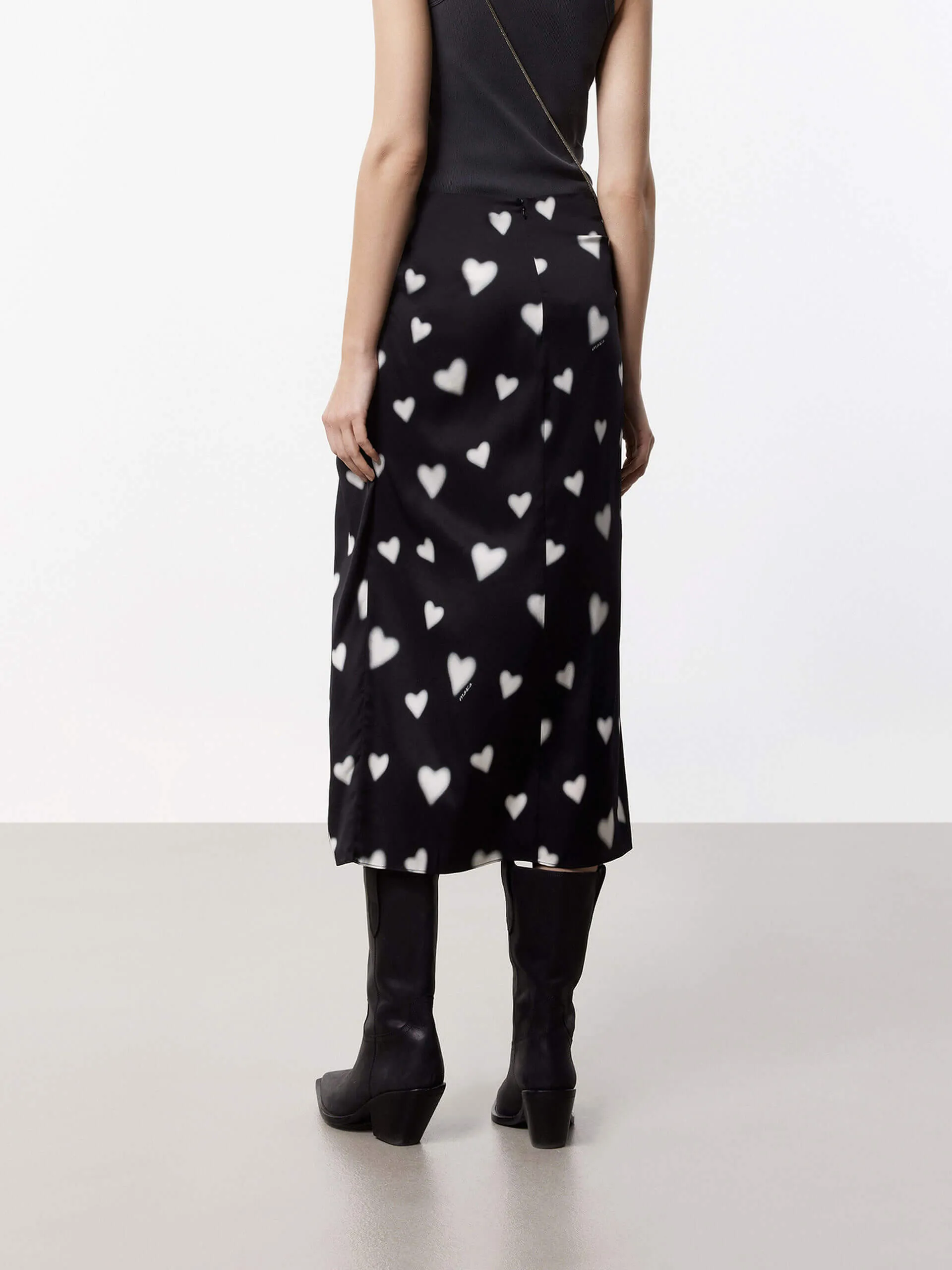 Heart Pattern Slit Skirt