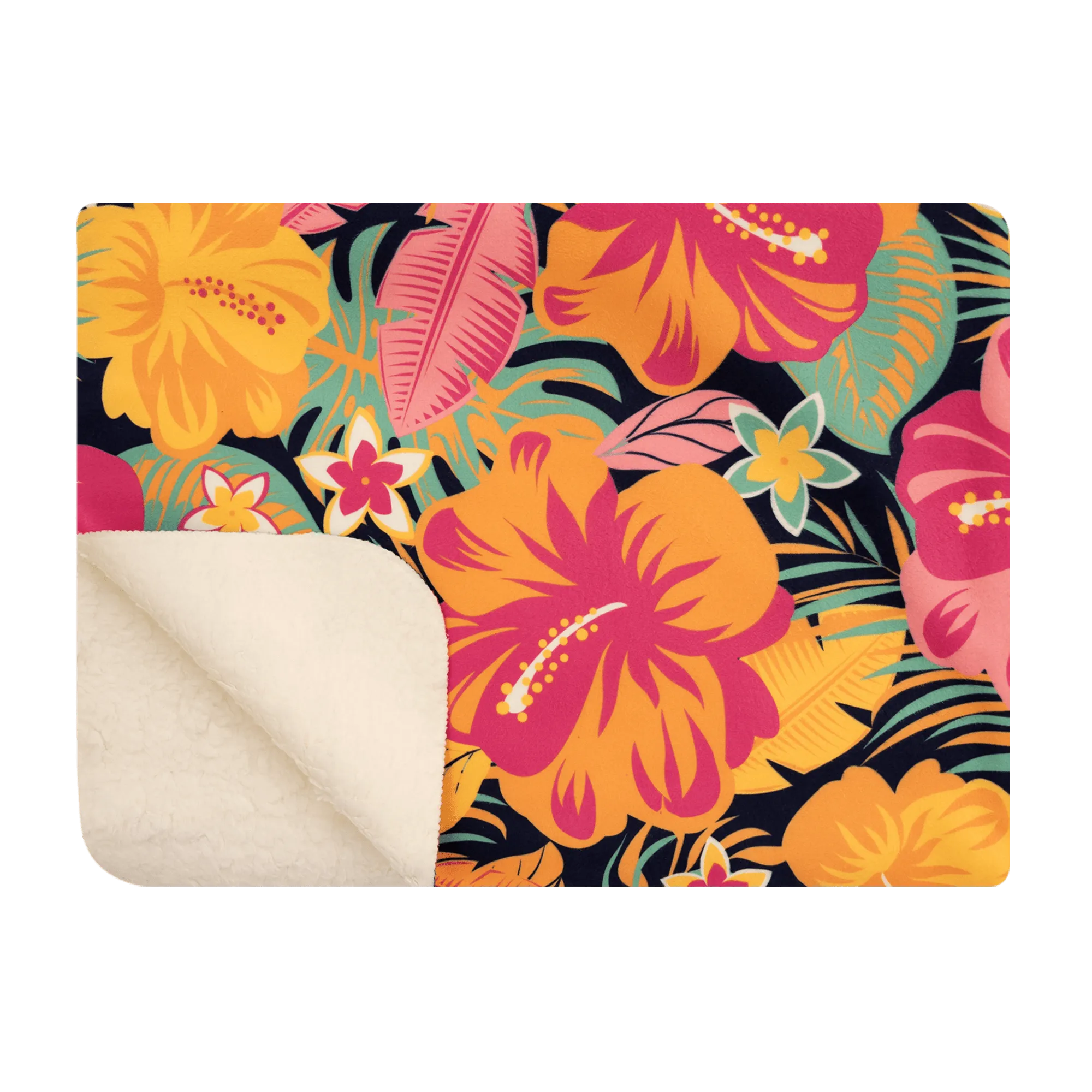 Hibiscus - Luxury Sherpa Fleece Blanket