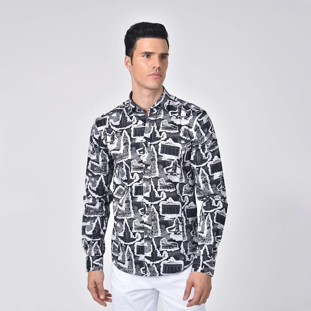 Historical Monuments Print Button Down Shirt