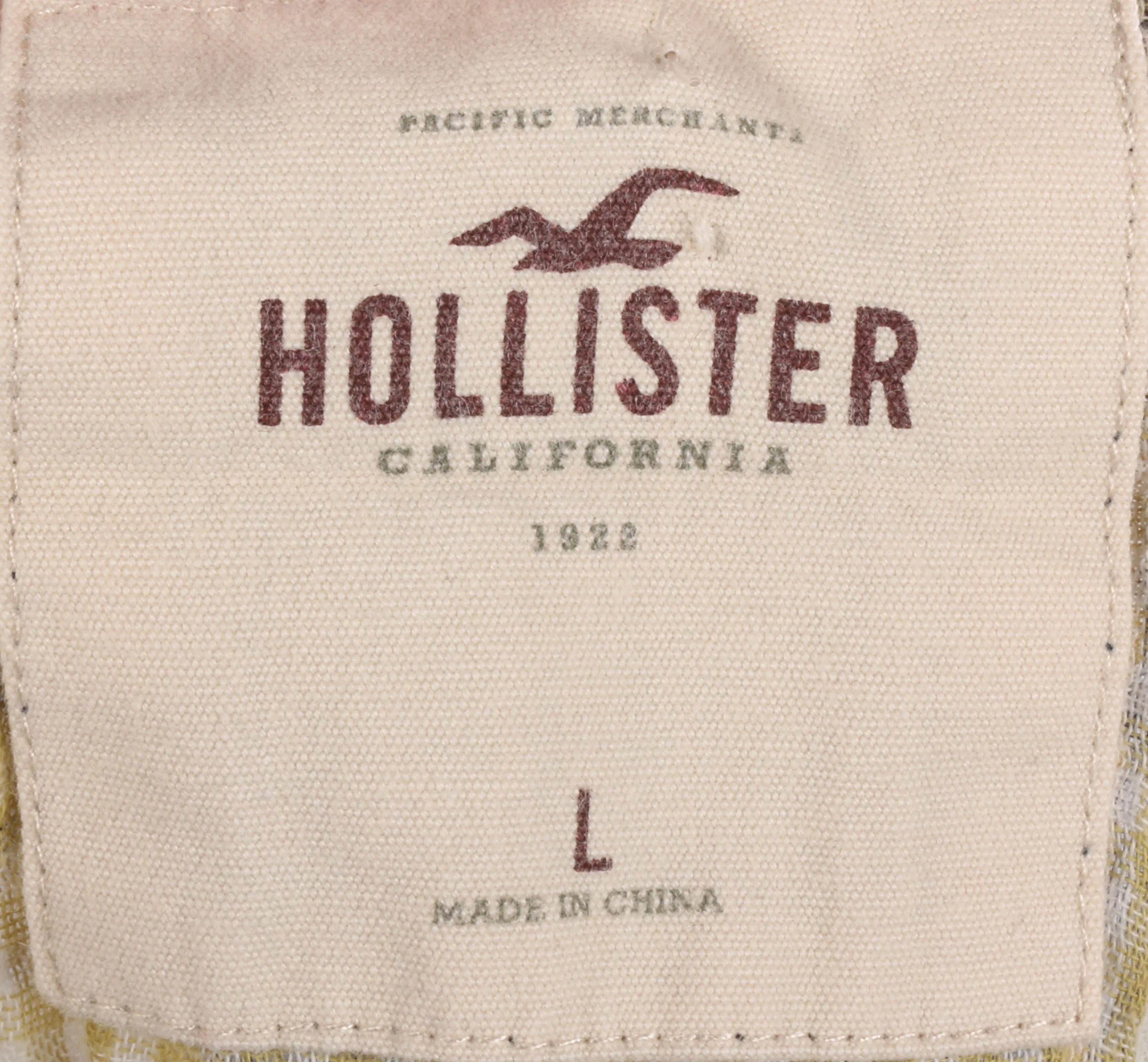 Hollister Cotton Folk Top Blue and Cream Check Size L