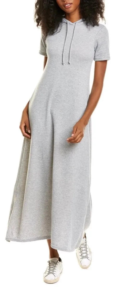 Hooded maxi dress  in our grey camouflage rayon French Terry Jersey