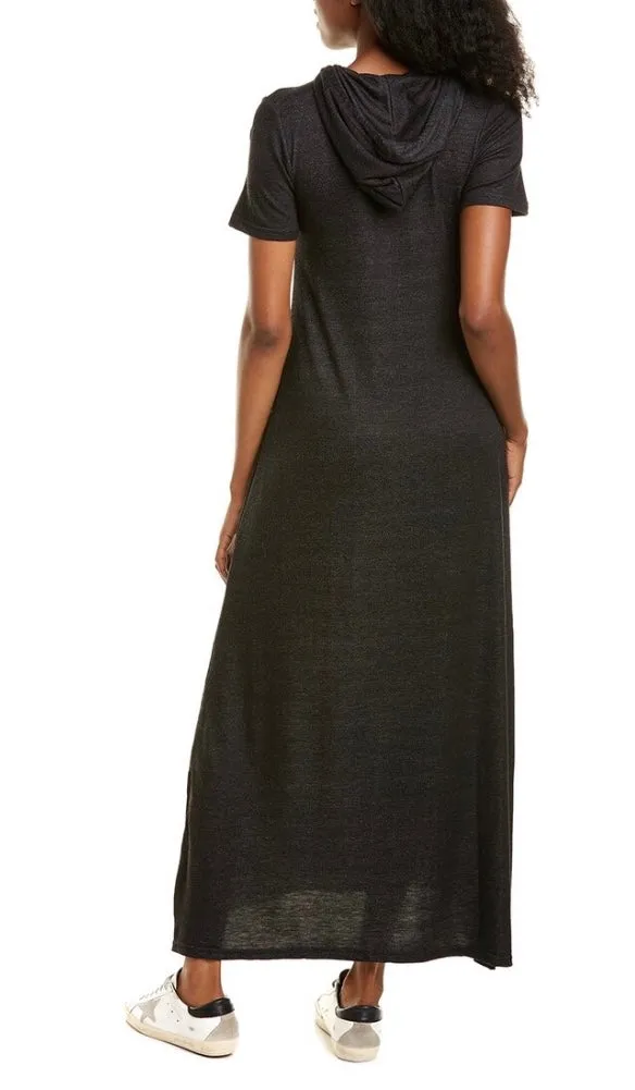 Hooded maxi dress  in our grey camouflage rayon French Terry Jersey