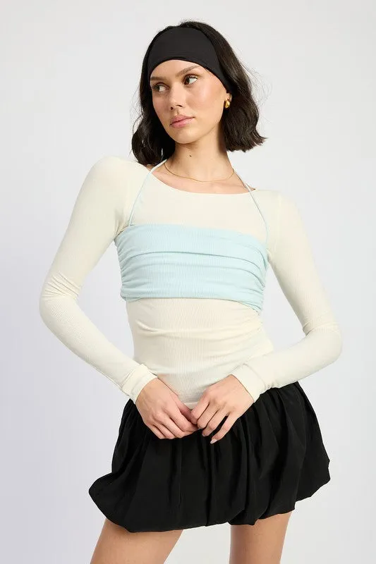 Hot Girl Double Trouble Layered Mesh Long Sleeve Top