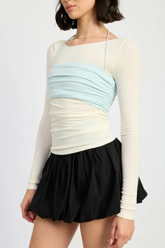 Hot Girl Double Trouble Layered Mesh Long Sleeve Top