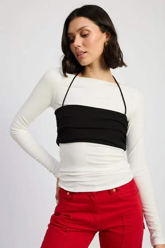 Hot Girl Double Trouble Layered Mesh Long Sleeve Top