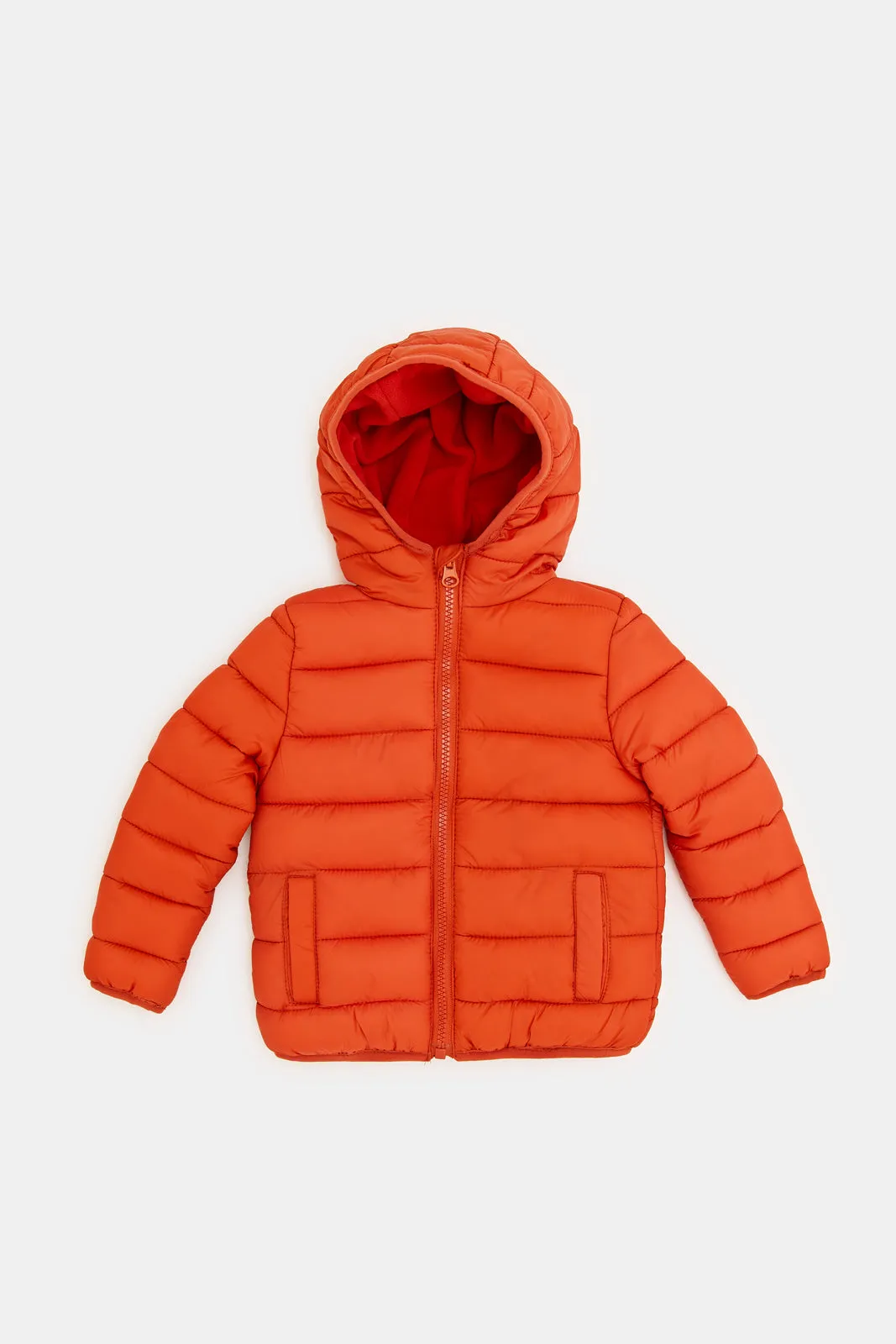 Infant Boys Orange Hoody Puffer Jacket