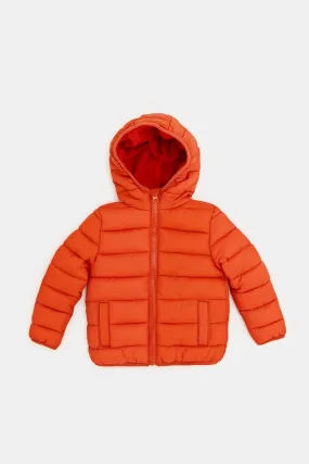 Infant Boys Orange Hoody Puffer Jacket