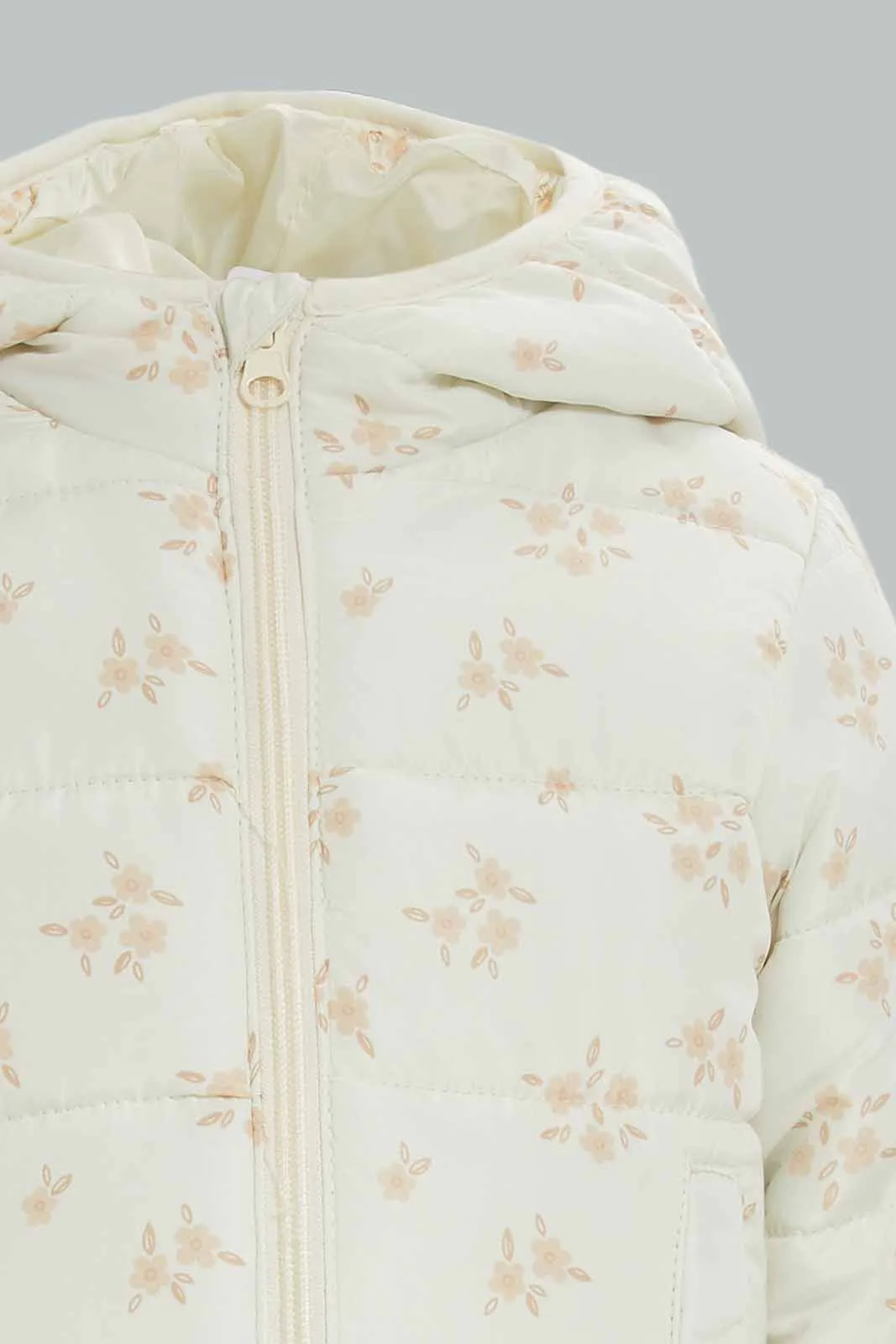 Infant Girls Ivory Puffer Jacket