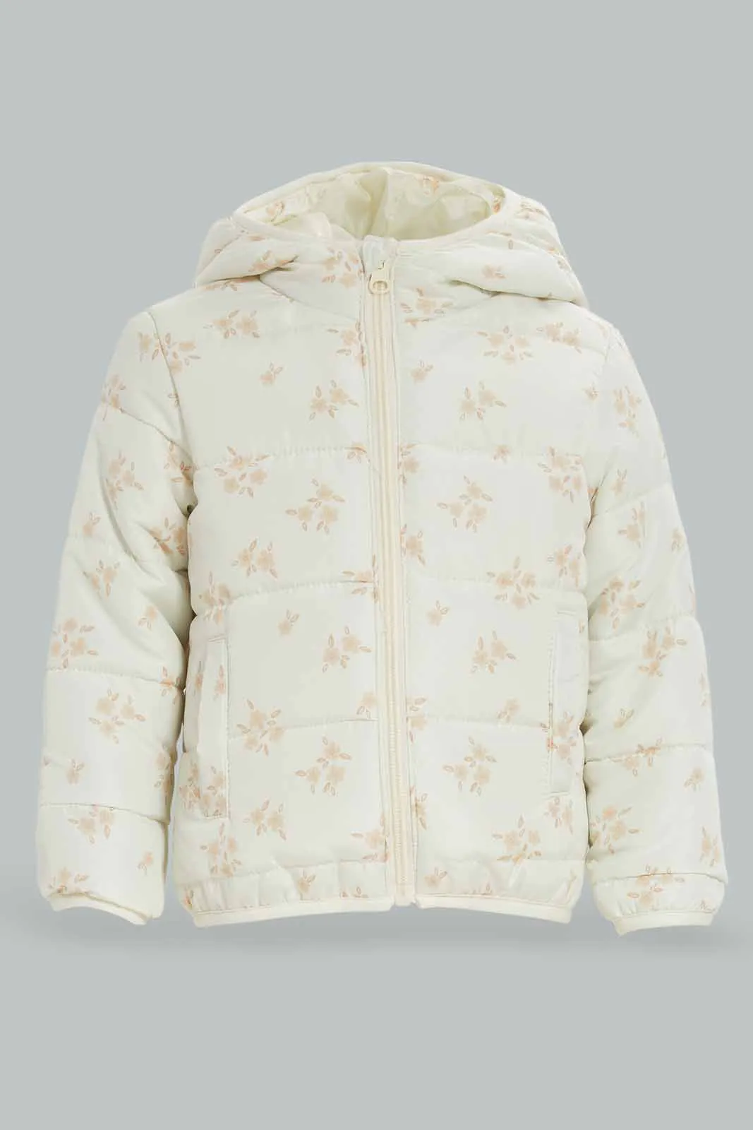 Infant Girls Ivory Puffer Jacket