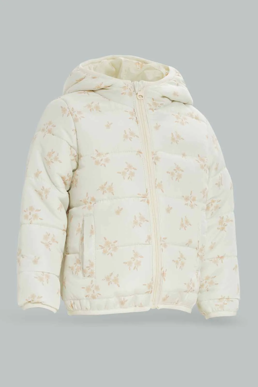 Infant Girls Ivory Puffer Jacket