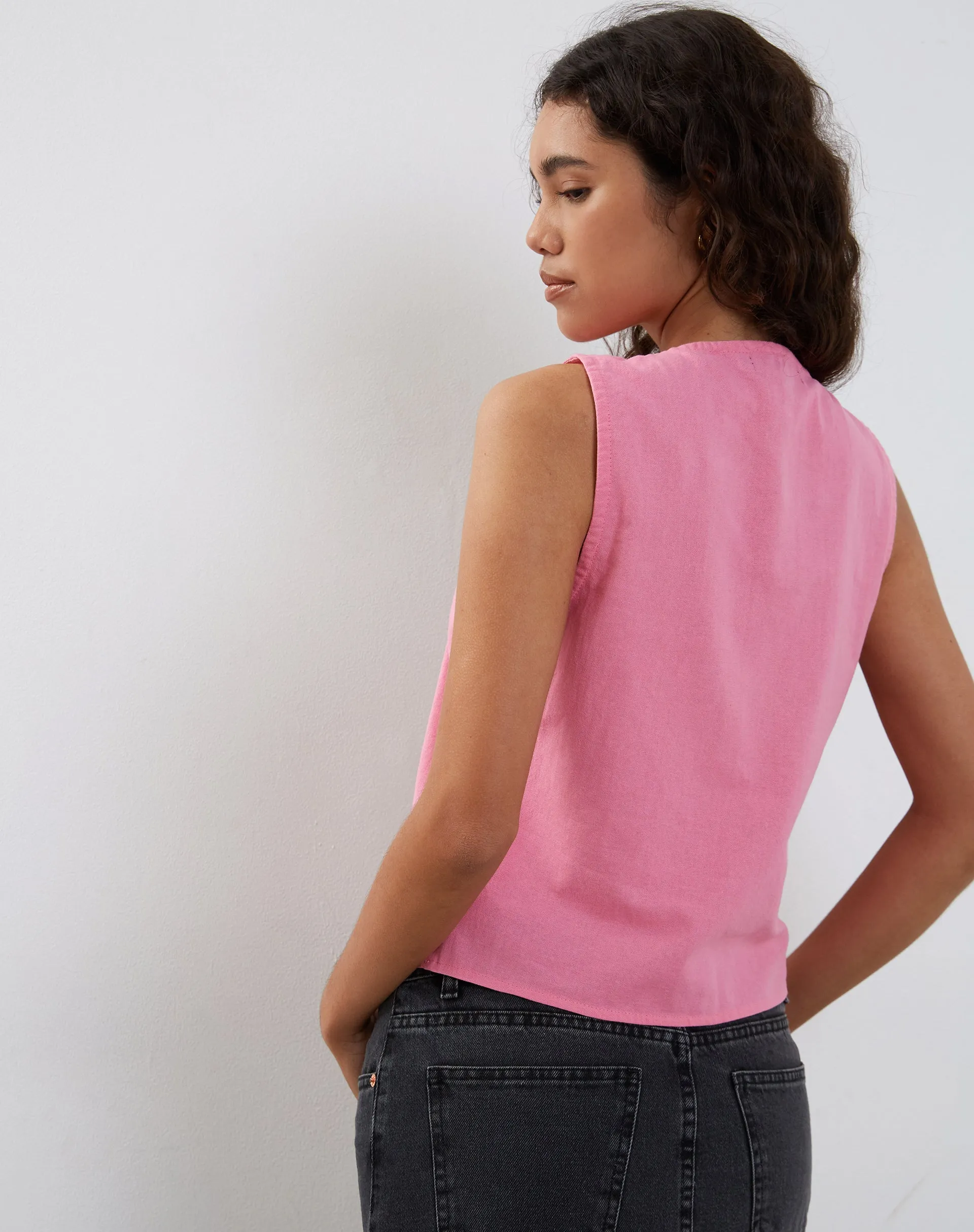 Kayve Tie Front Top in Bubblegum Pink