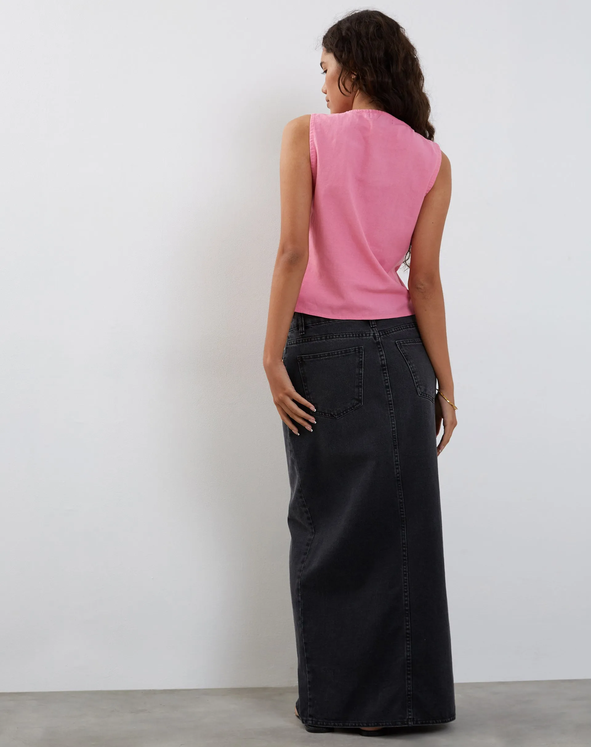 Kayve Tie Front Top in Bubblegum Pink