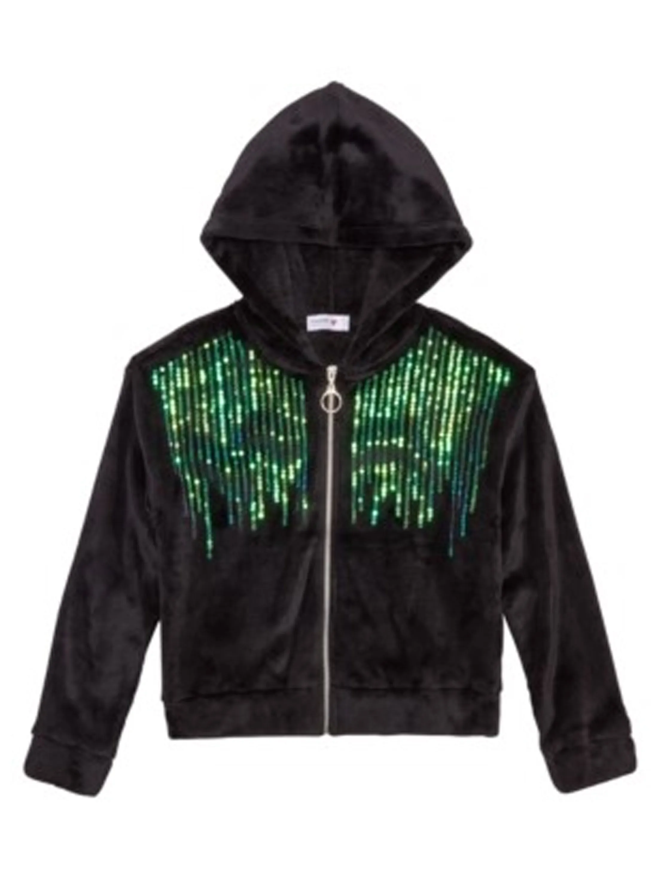 Kids Girl's Sequined Fleece Hoodie,Black