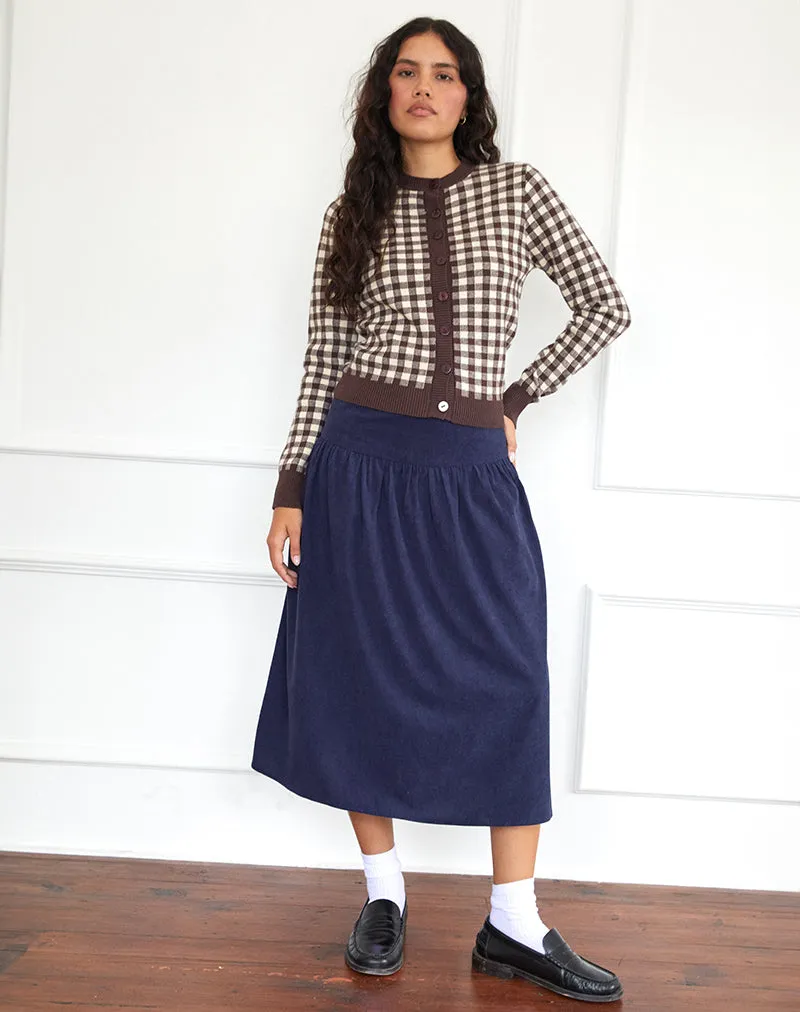 Kiranila Midi Skirt in Baby Cord Ink Blue