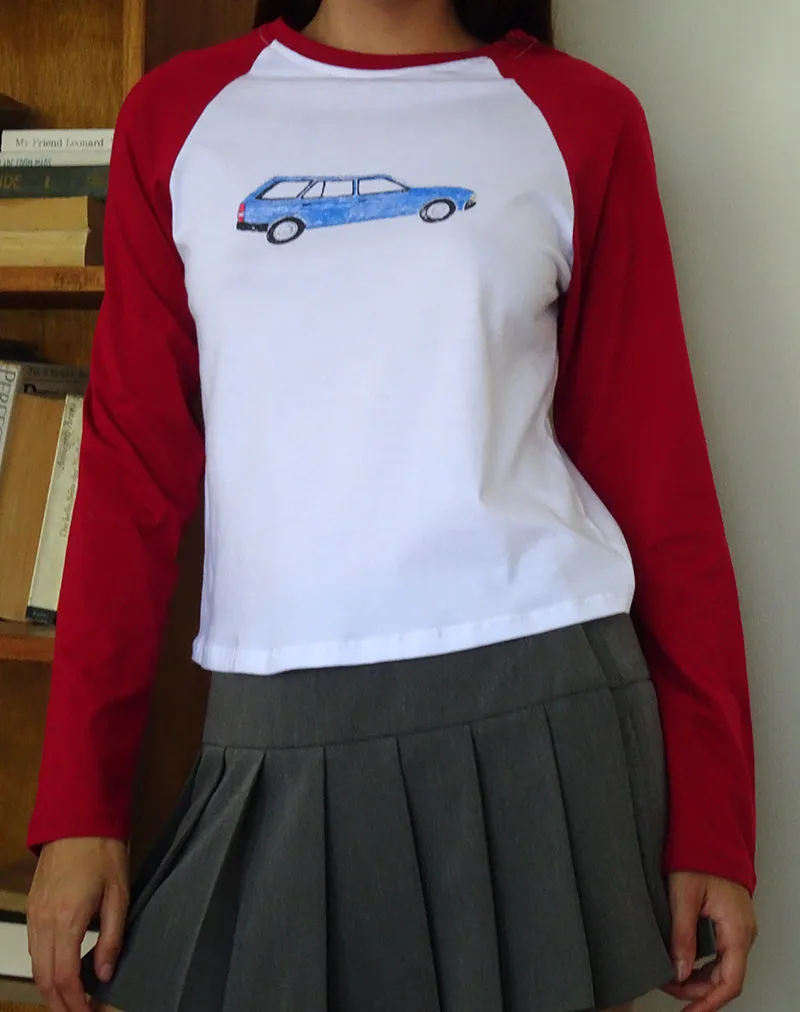 Kyiato Top in Adrenaline Red Car Print