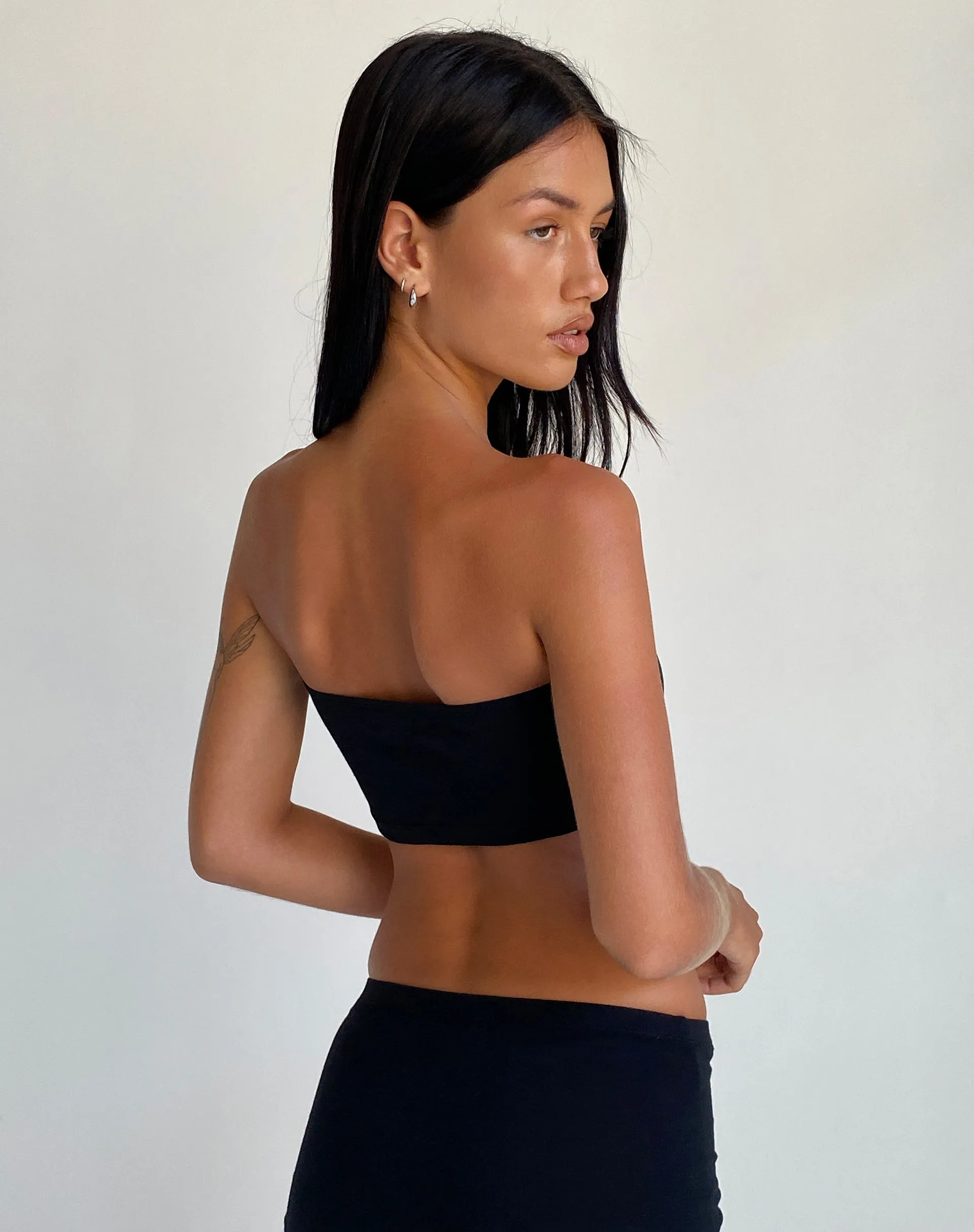 Ladshe Bandeau Top in Lycra Black