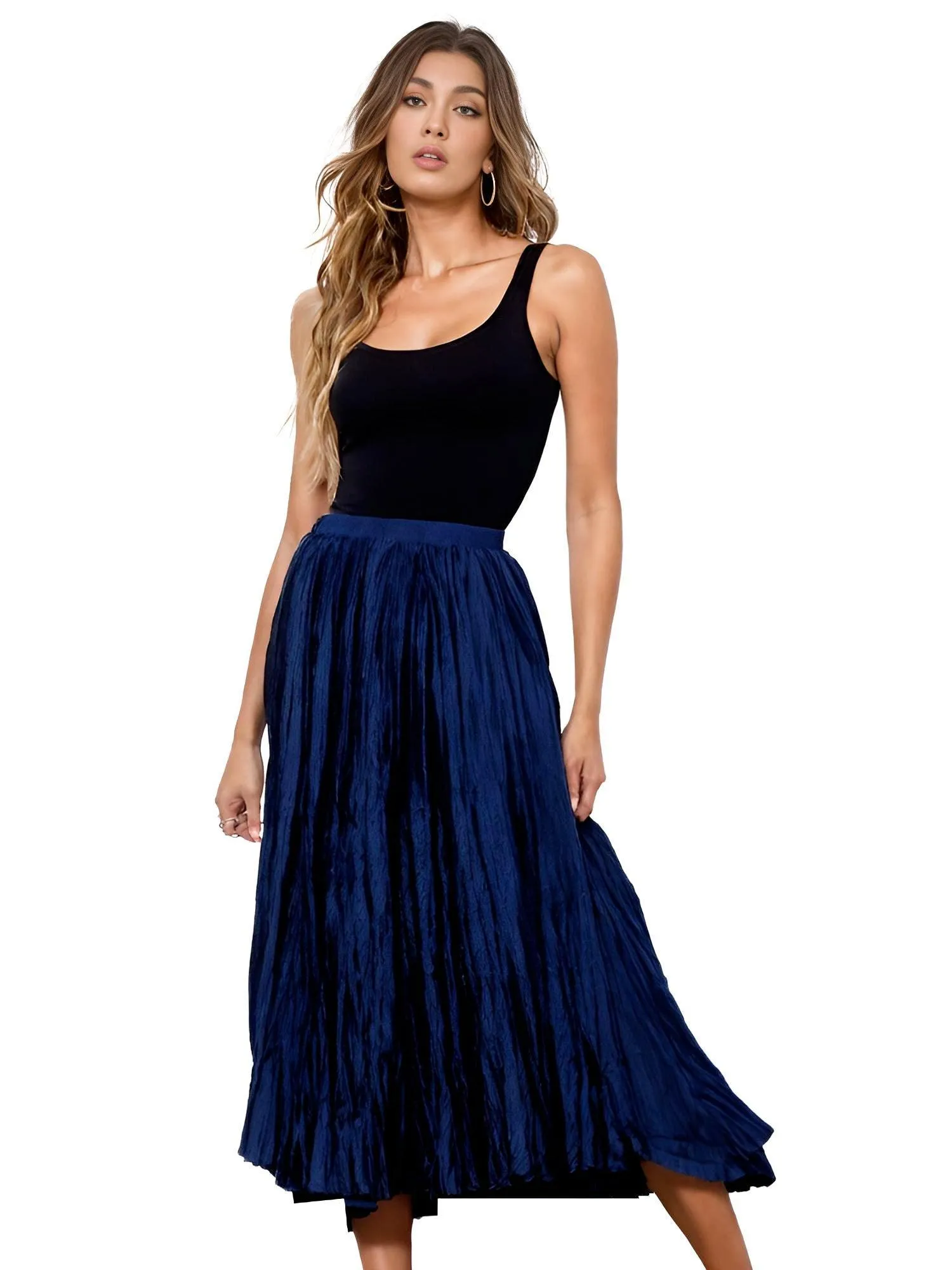 Large Hem Folds A-line Pleated Women's Skirt - In 15 Colors!