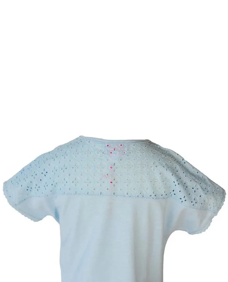 Light Blue Eyelet Trim Top