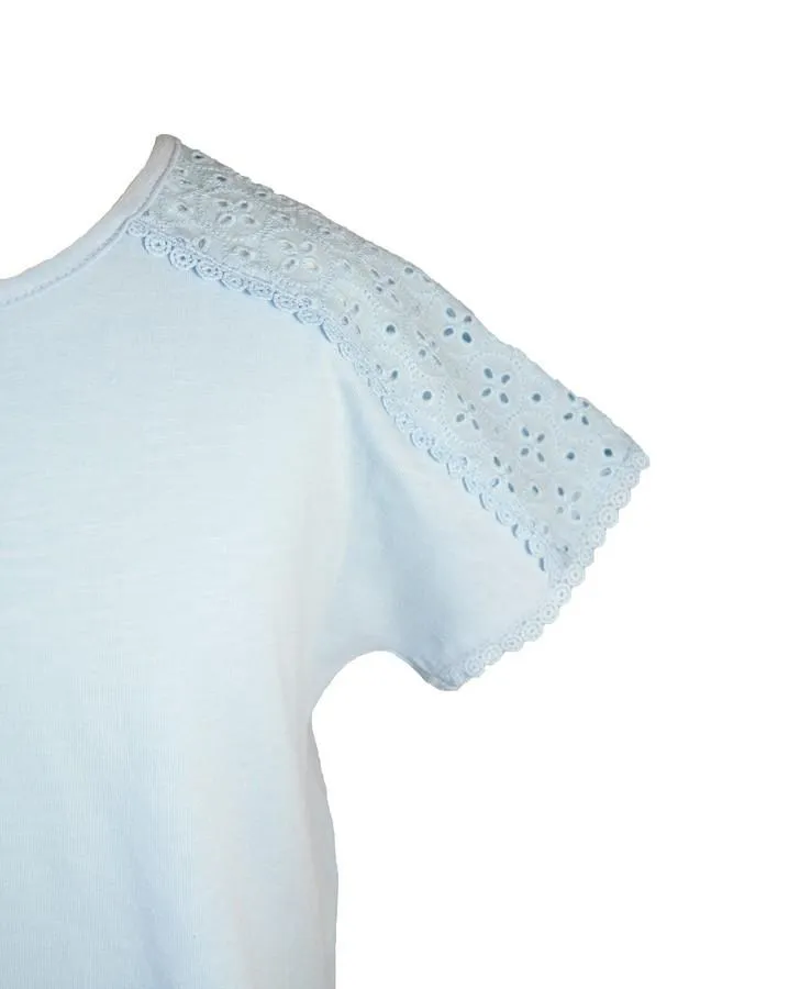 Light Blue Eyelet Trim Top