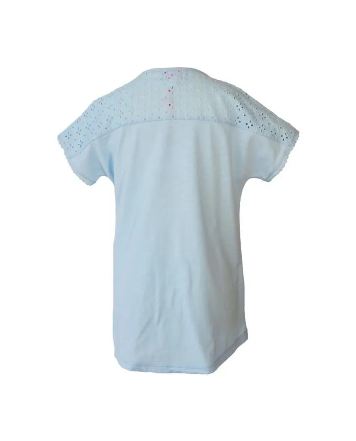 Light Blue Eyelet Trim Top