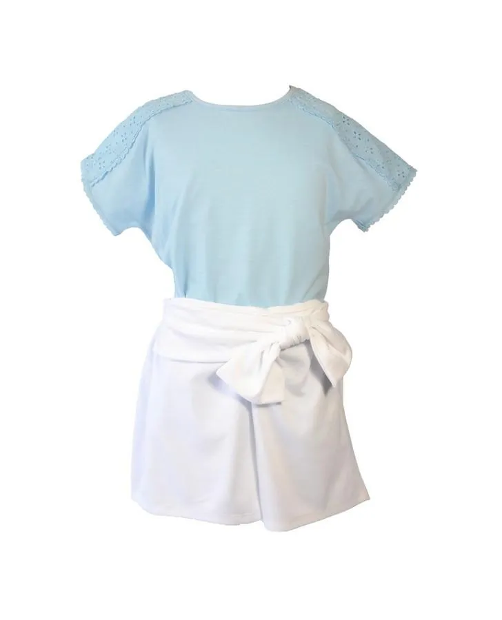 Light Blue Eyelet Trim Top