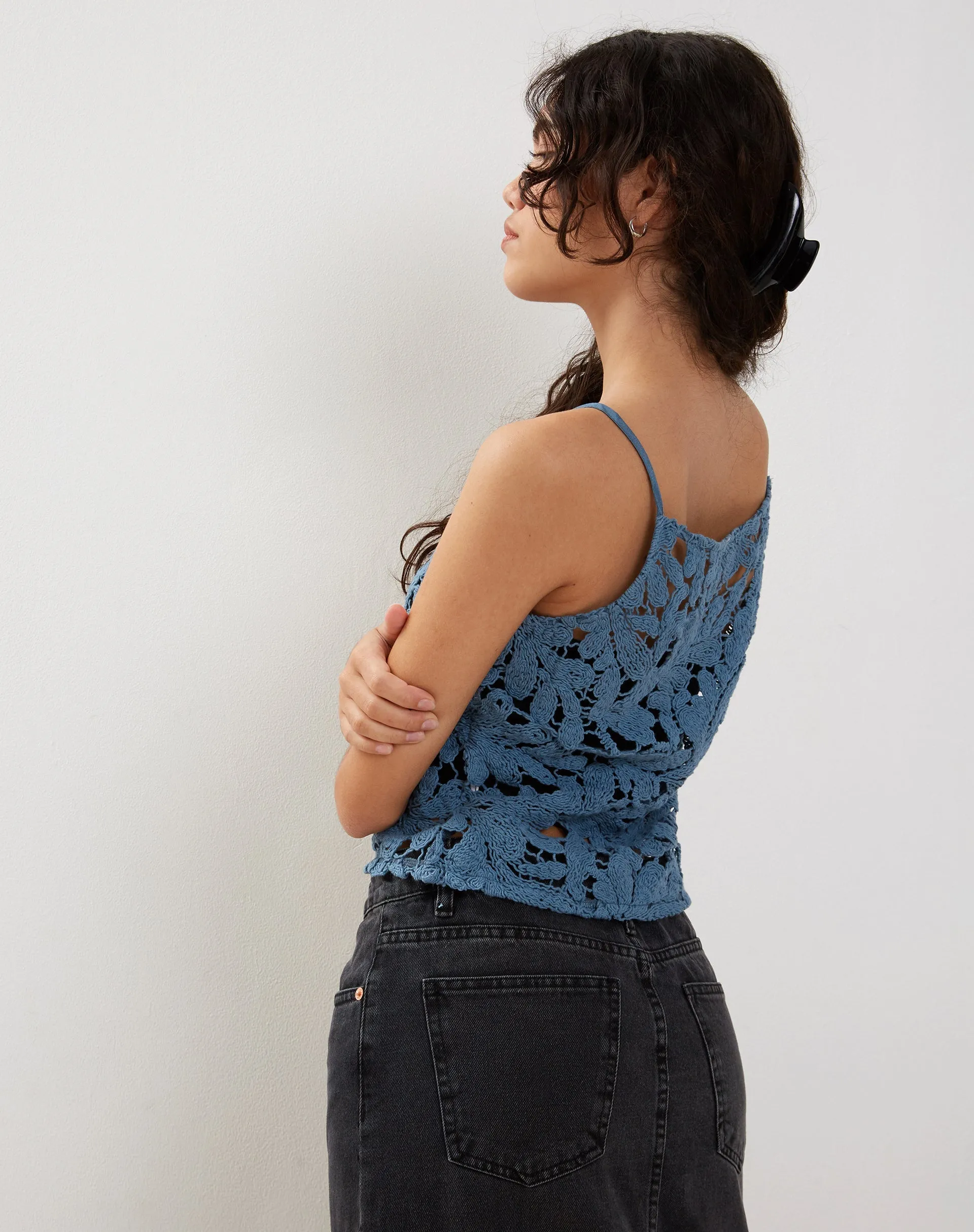 Limu Crochet Top in Moonlight Blue