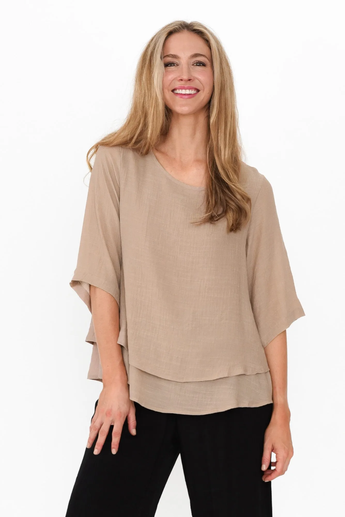 Liora Beige Layered Top