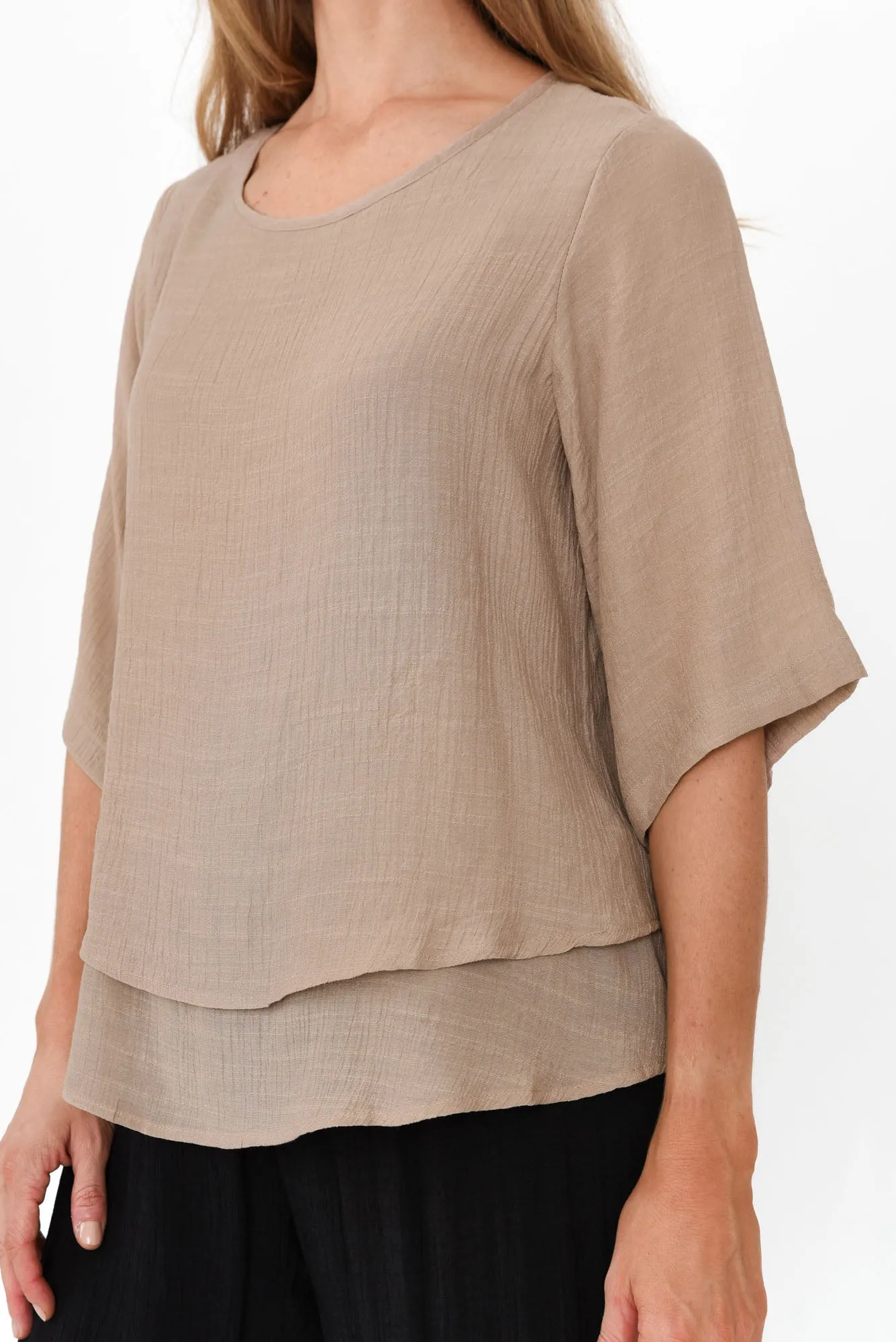 Liora Beige Layered Top