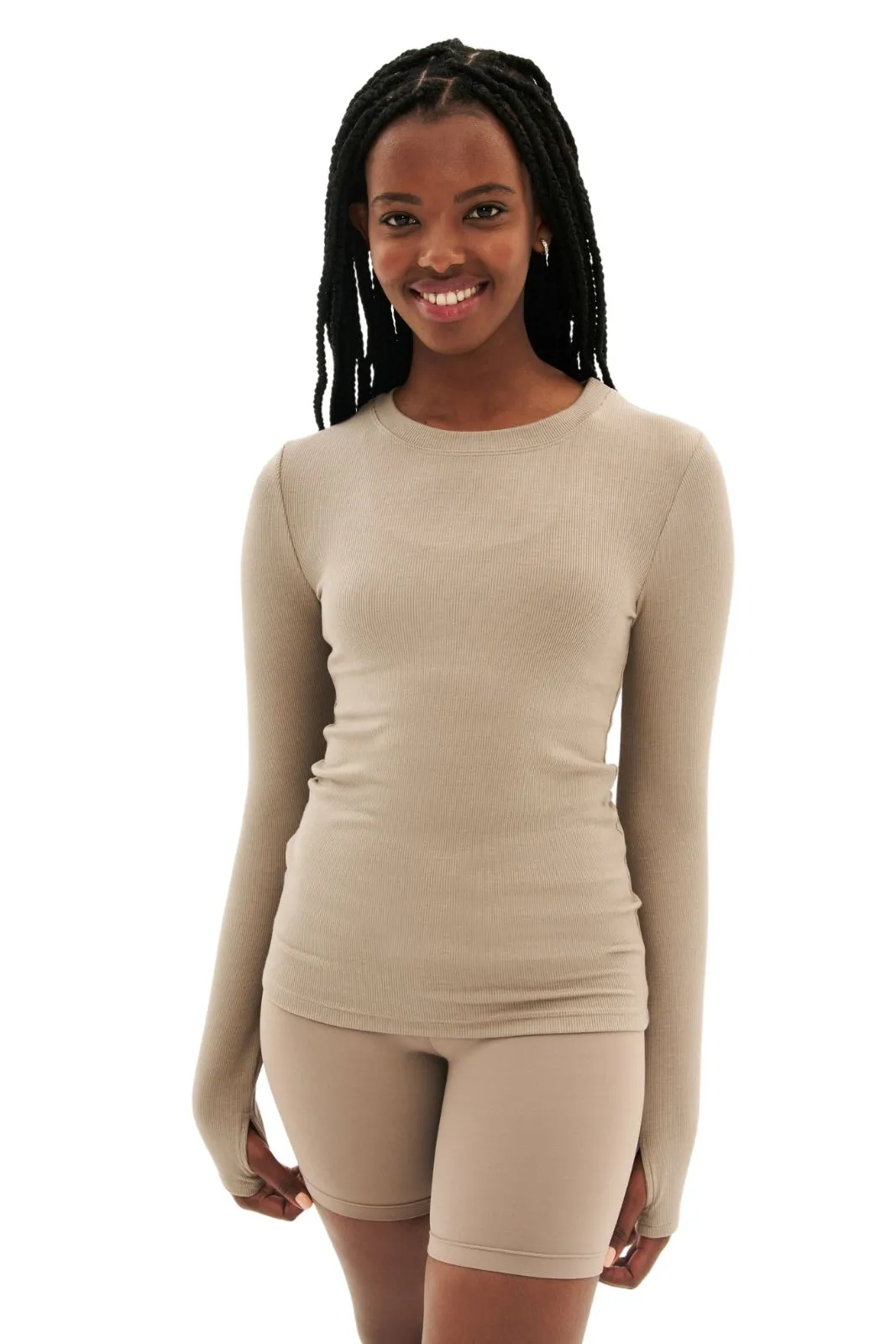 Louise Rib Long Sleeve, Latte