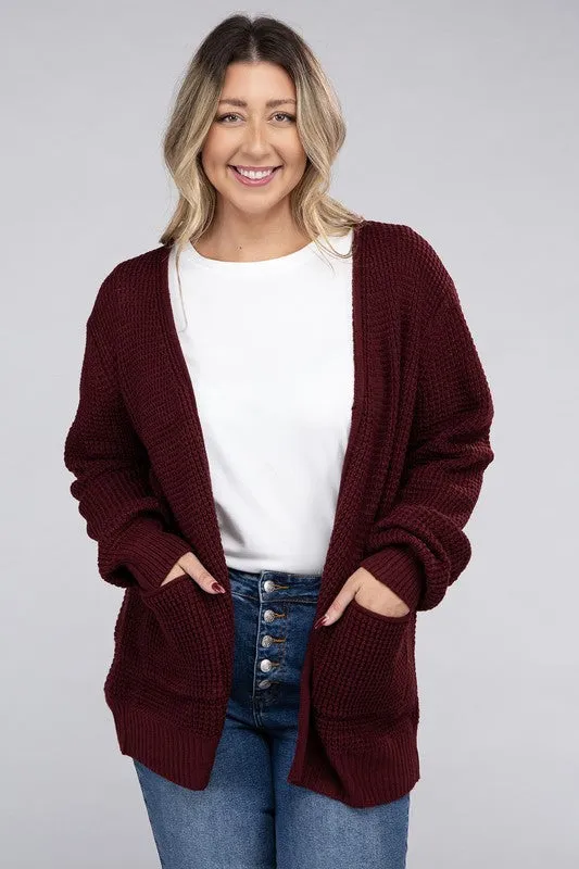 *Low Gauge Waffle Open Cardigan Sweater - Lovelier