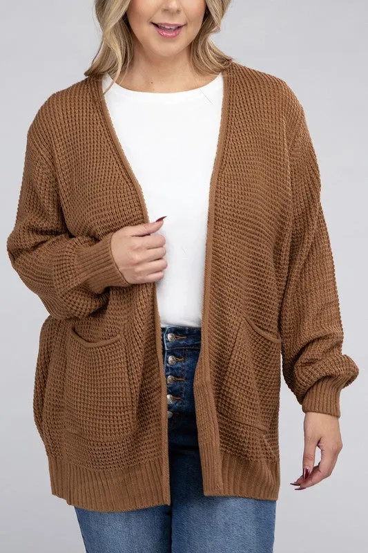 *Low Gauge Waffle Open Cardigan Sweater - Lovelier