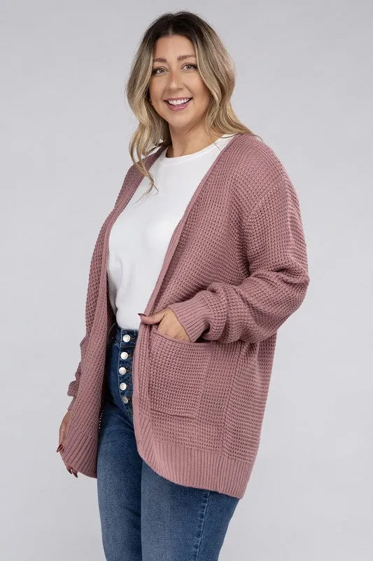 *Low Gauge Waffle Open Cardigan Sweater - Lovelier