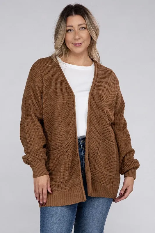 *Low Gauge Waffle Open Cardigan Sweater - Lovelier