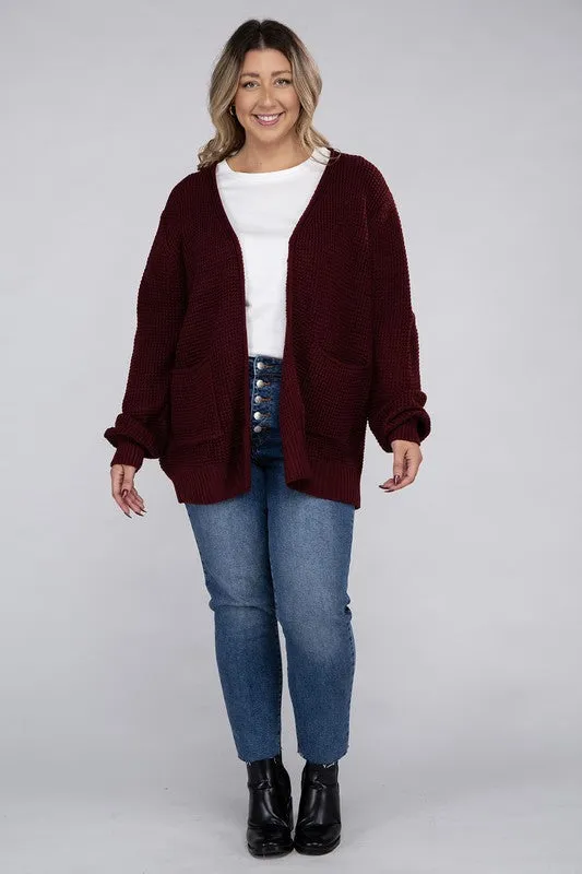 *Low Gauge Waffle Open Cardigan Sweater - Lovelier