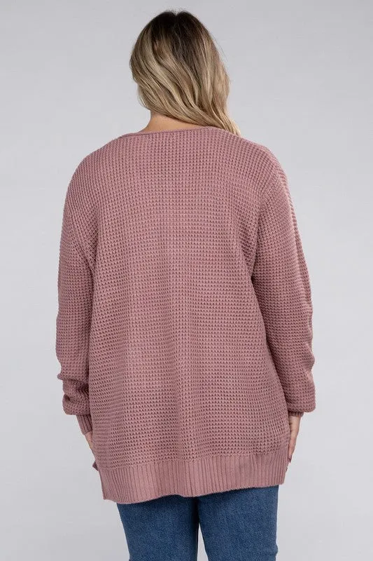 *Low Gauge Waffle Open Cardigan Sweater - Lovelier