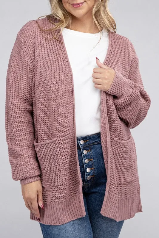 *Low Gauge Waffle Open Cardigan Sweater - Lovelier