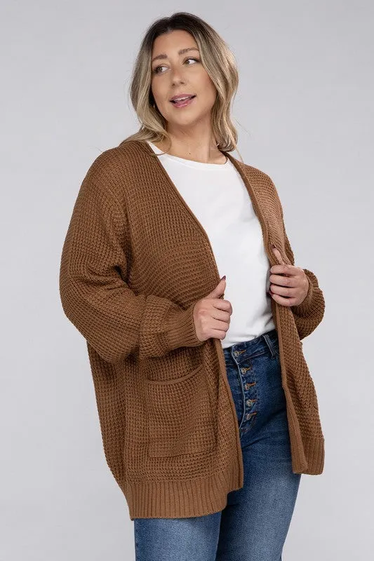 *Low Gauge Waffle Open Cardigan Sweater - Lovelier