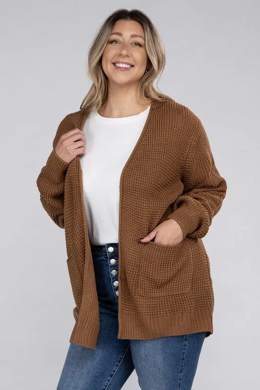 *Low Gauge Waffle Open Cardigan Sweater - Lovelier