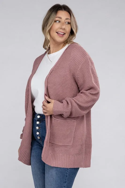 *Low Gauge Waffle Open Cardigan Sweater - Lovelier