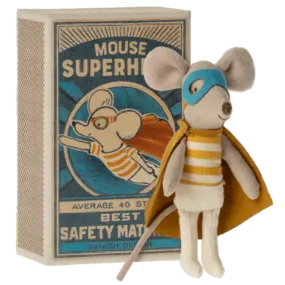 Maileg - Souris - Petit Frère Super-Héro dans sa Boîte||Maileg - Little Brother Super Hero Mouse in Matchbox