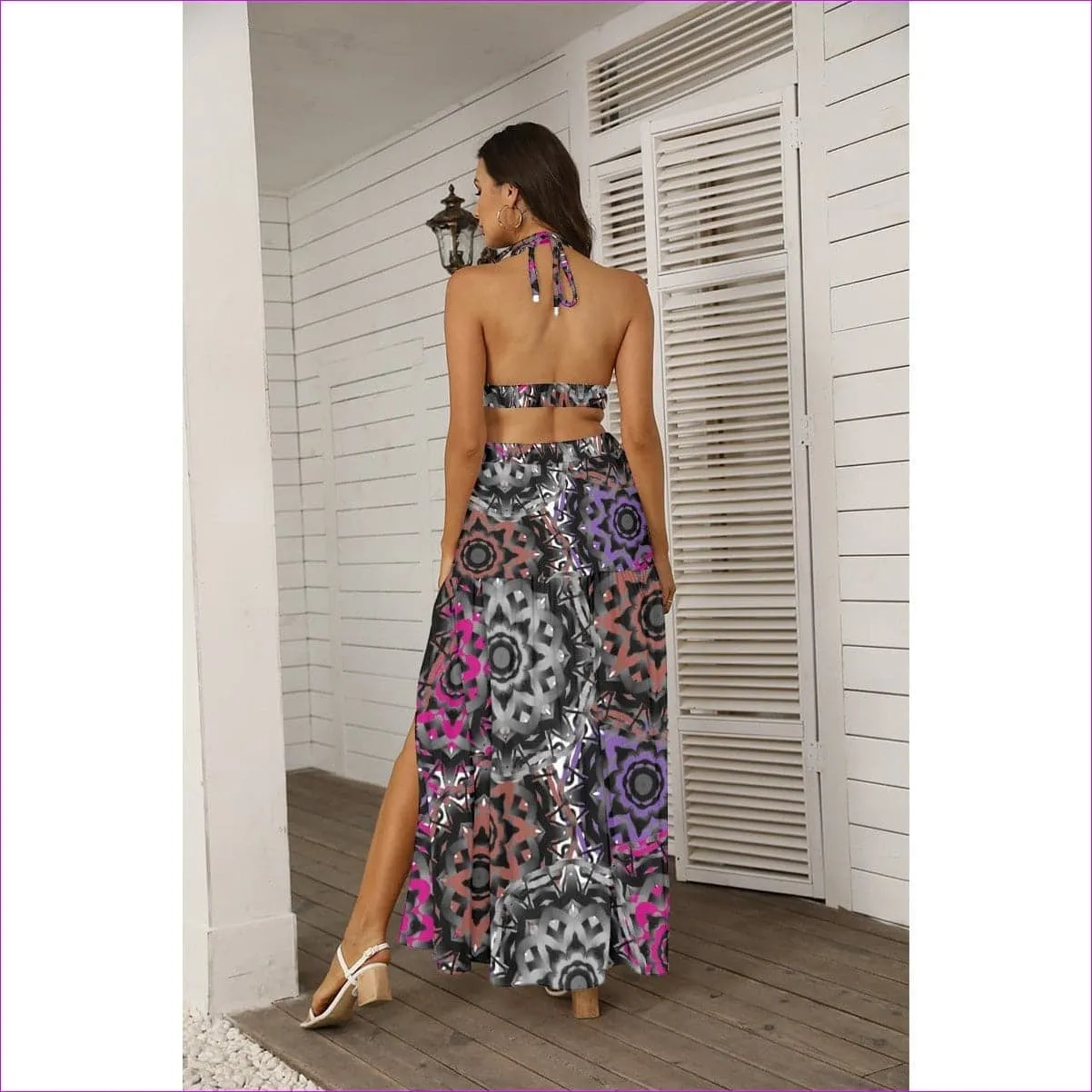 Mandala Graffiti Womens Tie Back Wrap Dress