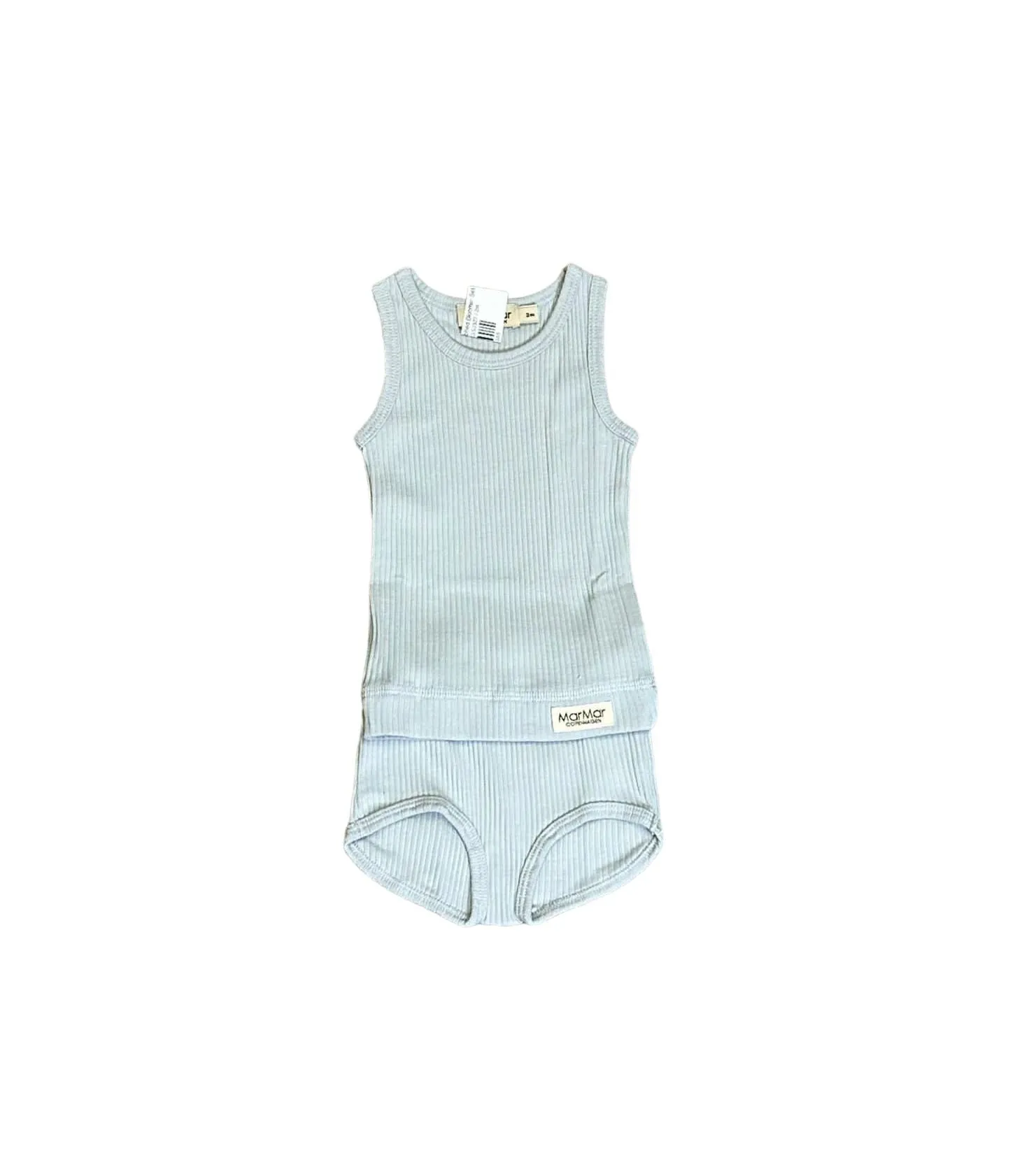 MAR Pale Blue Ribbed Bloomer Set