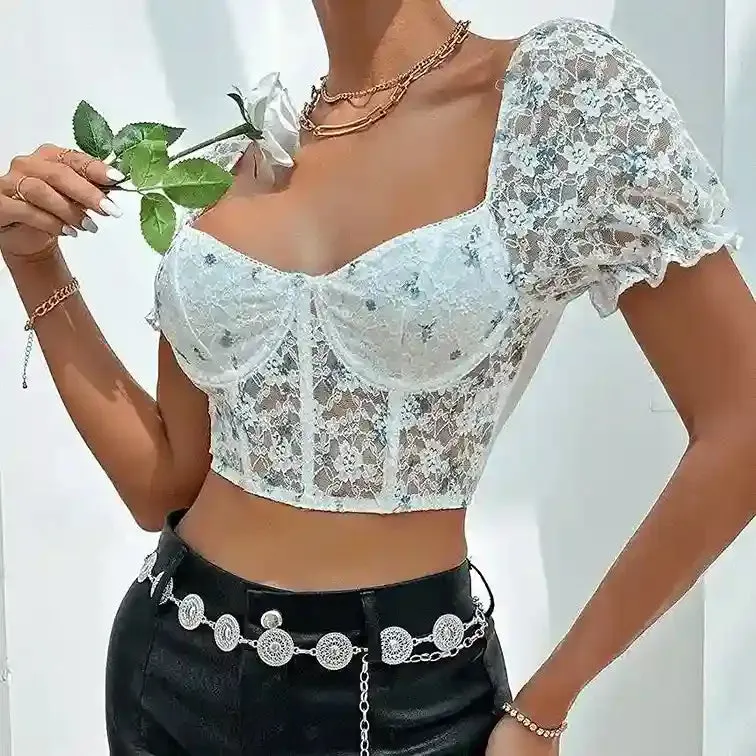 Matilda Floral Lace Crop Bustier Top