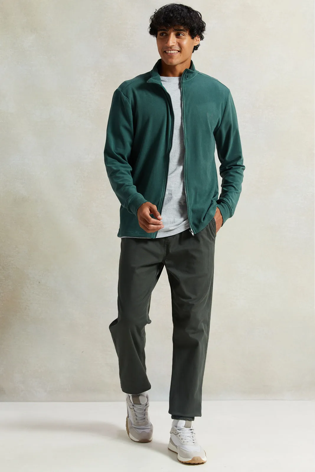 Men Green Solid Sweatshirt