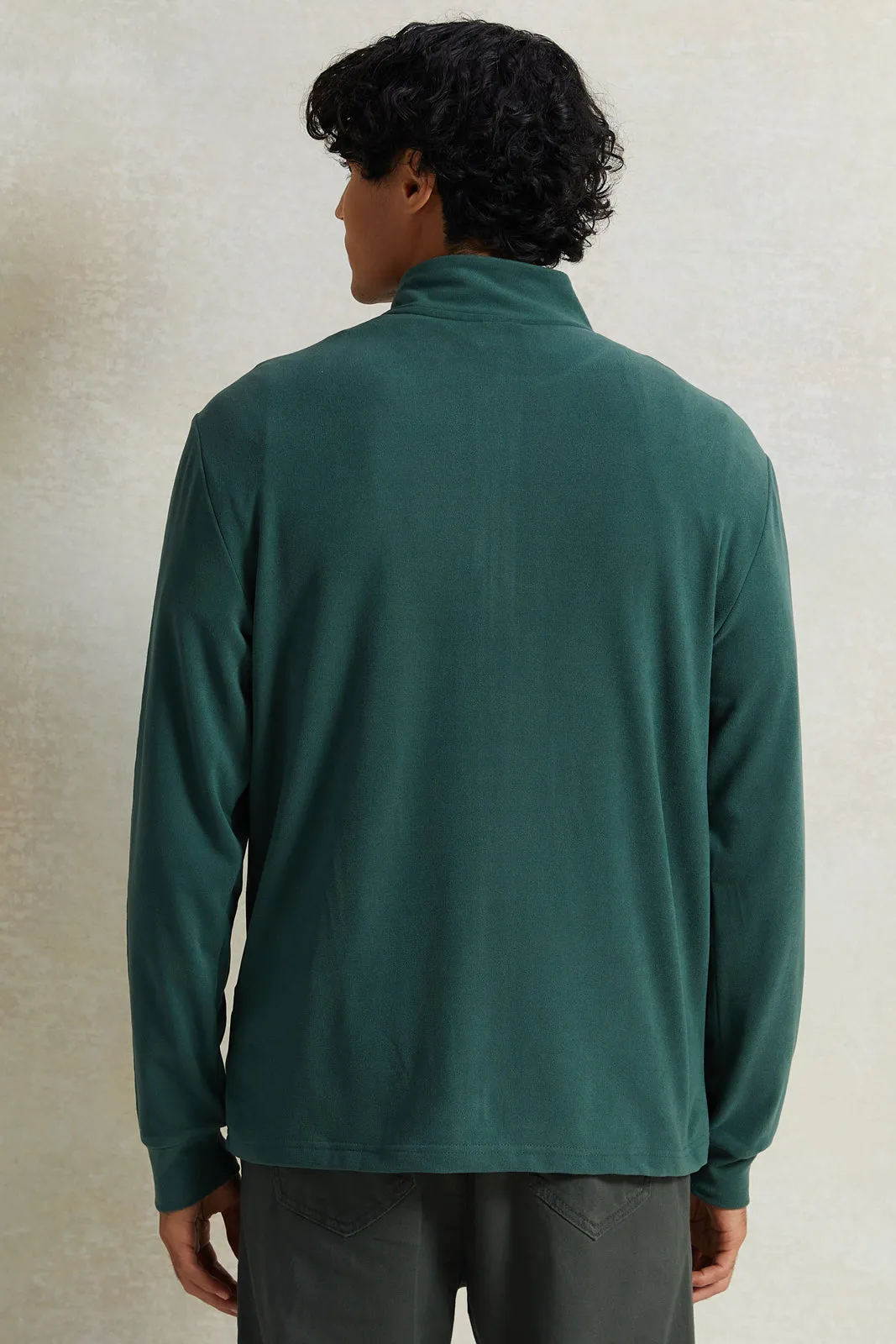 Men Green Solid Sweatshirt