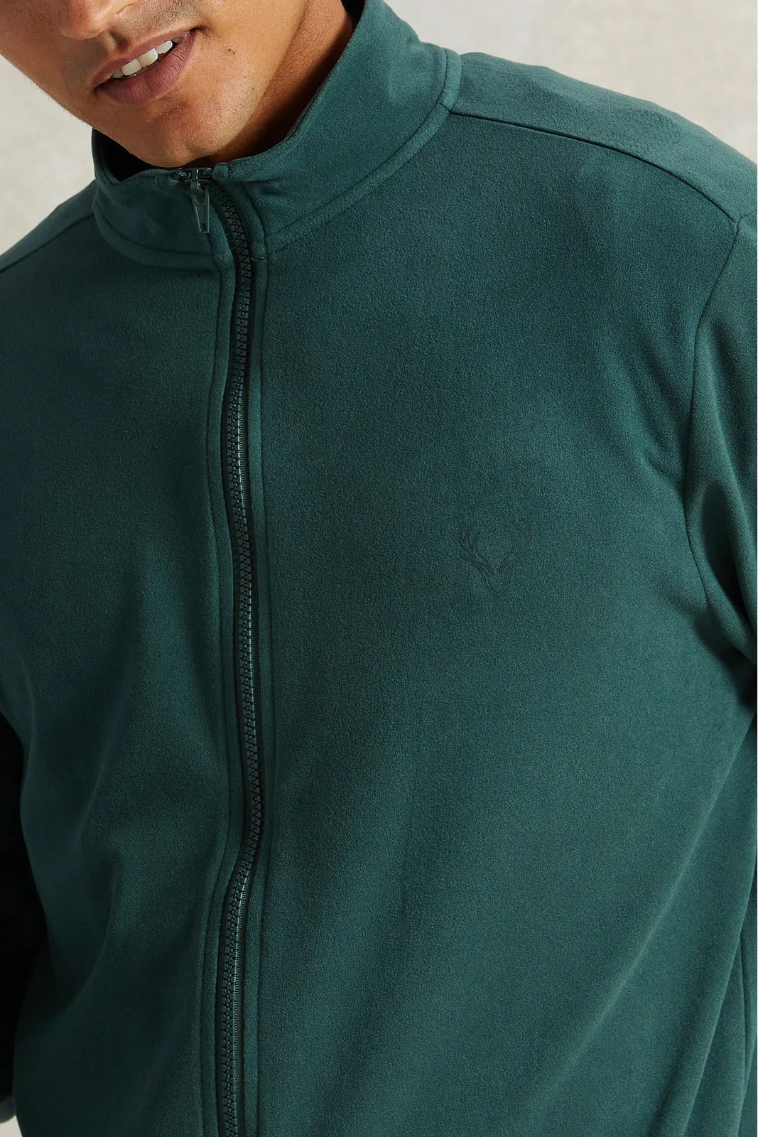 Men Green Solid Sweatshirt