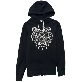 Men's Embroidered Tiger Hoodie Black Size XS