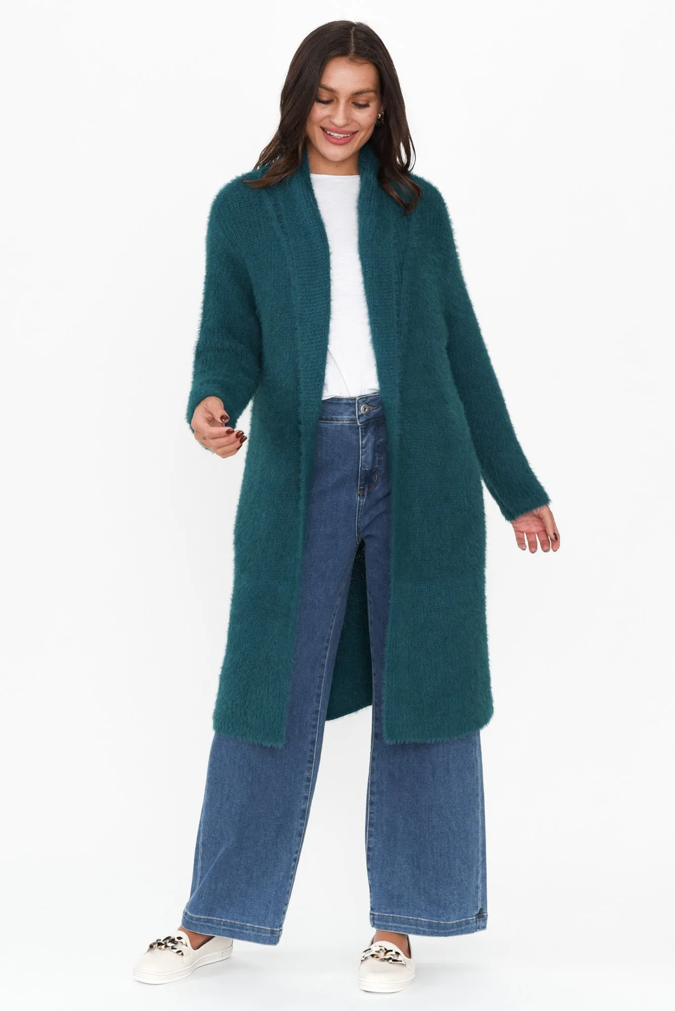 Mia Teal Long Cardigan