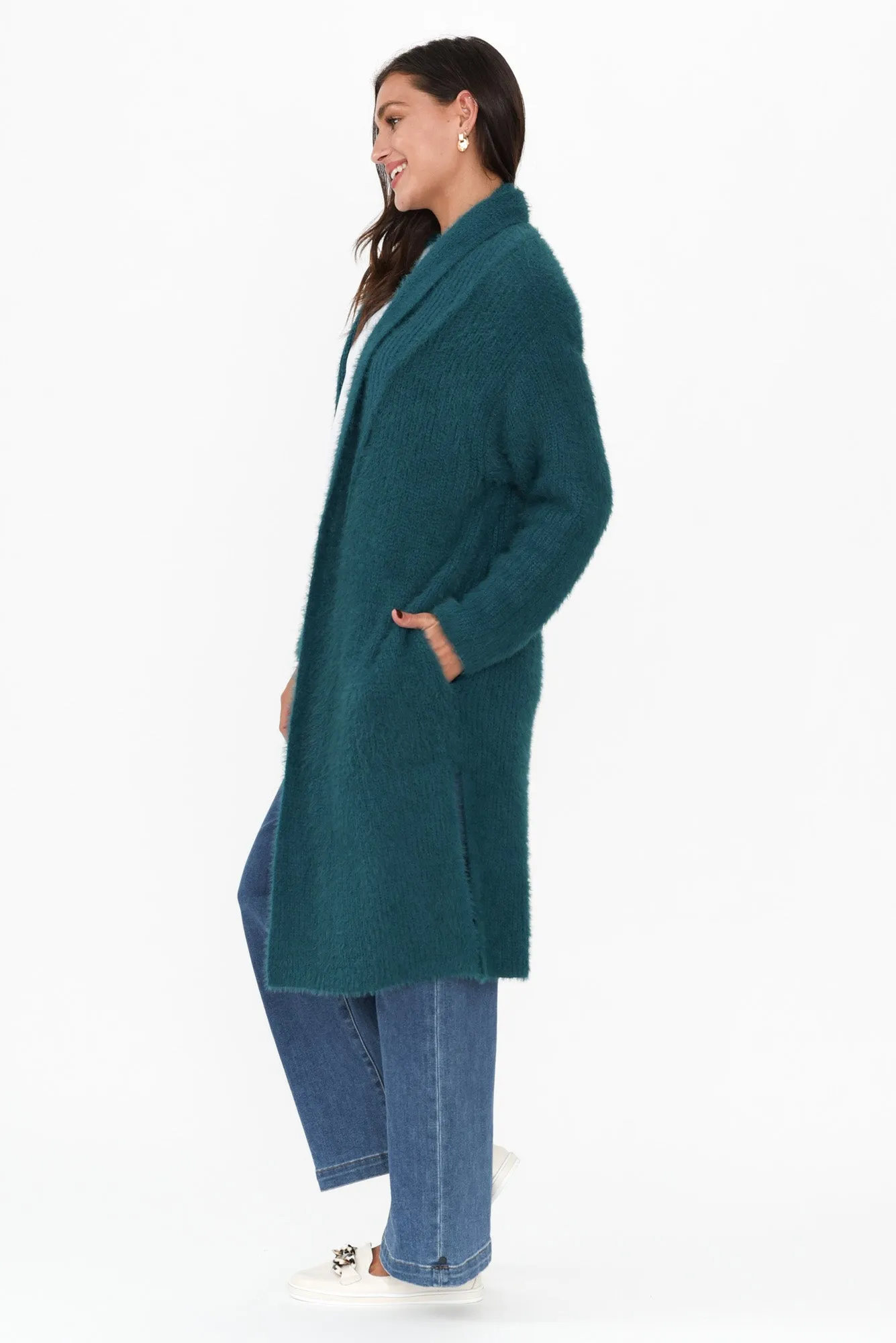 Mia Teal Long Cardigan