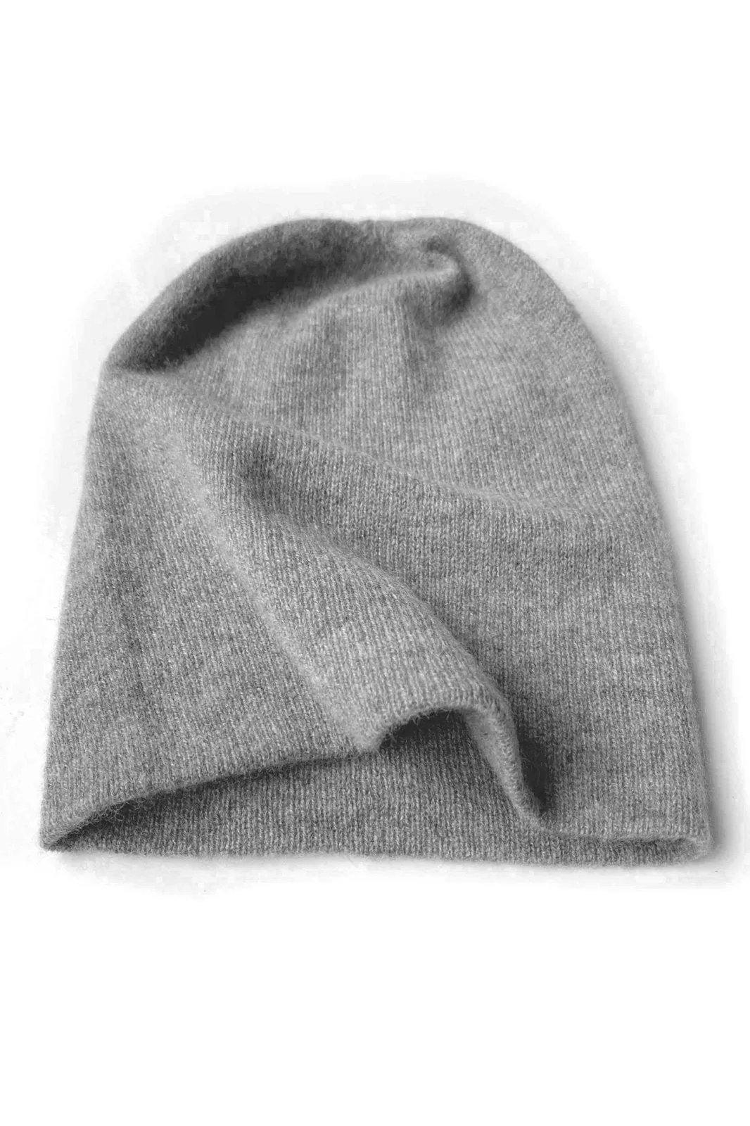 Mid grey cashmere beanie hat for women